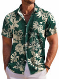Men's Short Sleeve Shirt Hawaiian Botanical Flower Print Lapel Seaside Button-Down Shirt Top Casual Fashionable Shirts