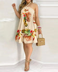Robe à imprimé Floral, col licou, style Boho, dos nu, vêtements pour femmes, printemps et été