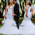 Robe de mariée sirène de luxe africaine personnalisée pour femme 2026, nouvelle collection, manches longues avec perles et sequins, dentelle, robe de mariée W1381
