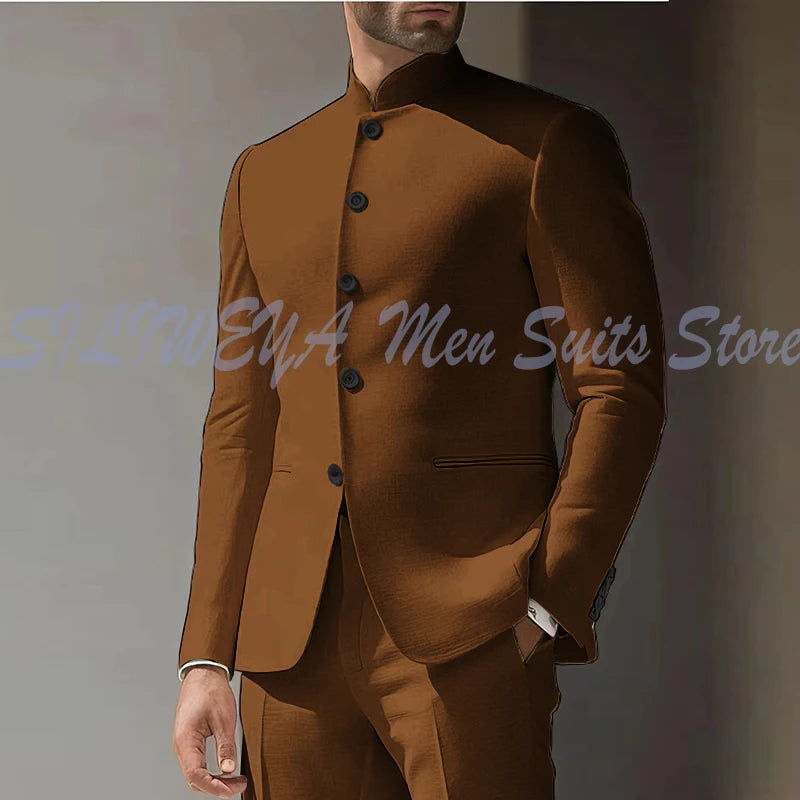 Costume Homme Blanc en Lin, Simple Boutonnage, 2 Pièces (Veste et Pantalon), pour Occasions Spéciales, Formel, Personnalisable, Vêtement Masculin Tendance Classique 2025