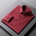 Chemise à manches longues pour hommes, couleur unie, décontractée et à la mode, haut d'affaires sans repassage et résistant aux rides