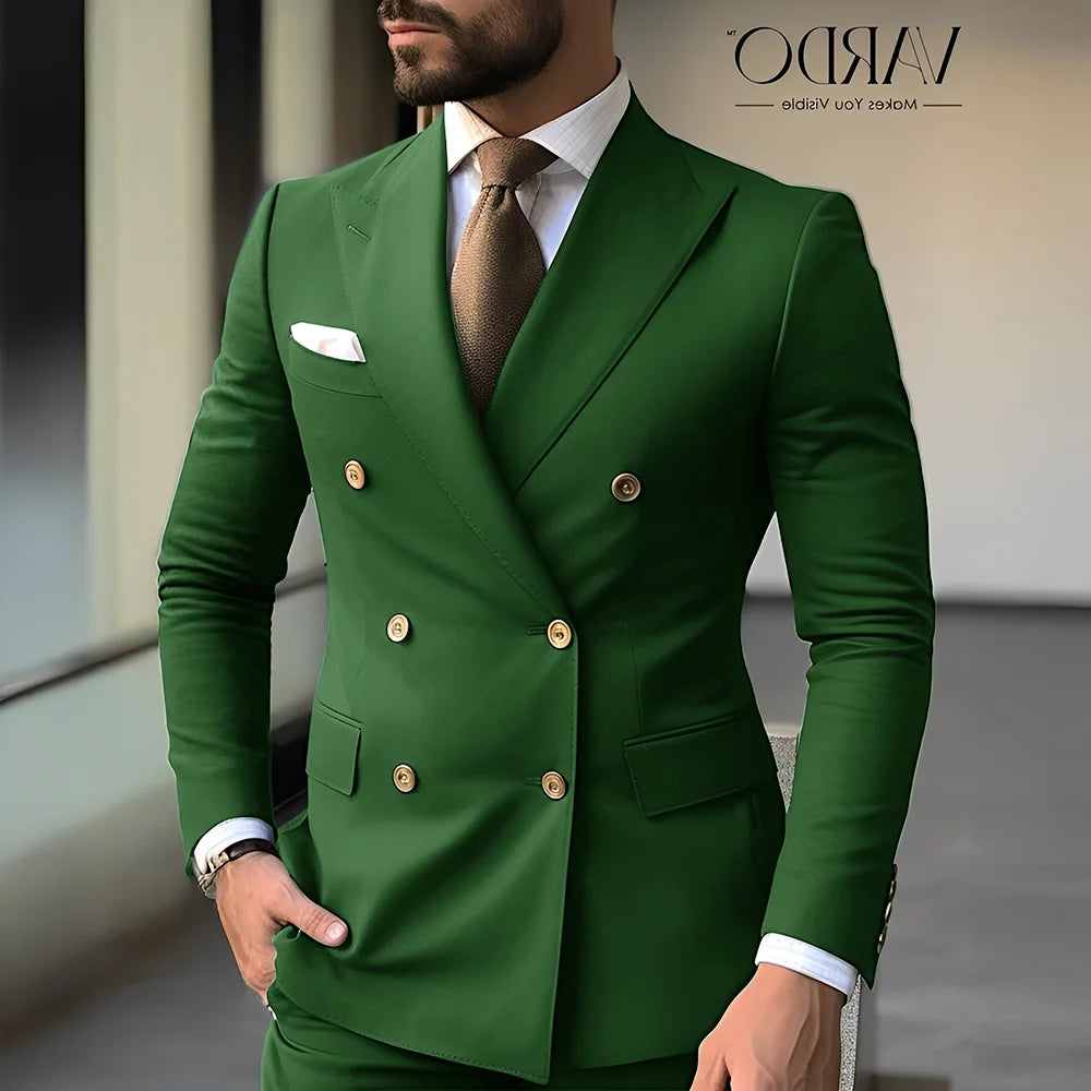 Costume 2 pièces haut de gamme pour hommes, Blazer, pantalon, smoking pour marié de mariage, veste à Double boutonnage, tenue Design Slim Fit