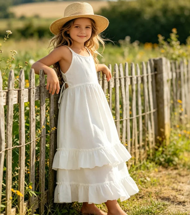 Robe pour filles Printemps-Été 2026 Nouvelle collection Vêtements pour enfants Style coréen Robe fluide dos nu pour bébé fille élégante