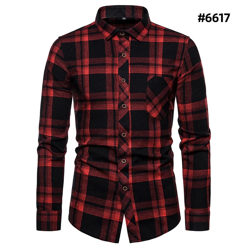 Chemises à carreaux à manches longues pour hommes, chemises formelles classiques à carreaux, décontractées, en coton, à la mode, printemps, automne
