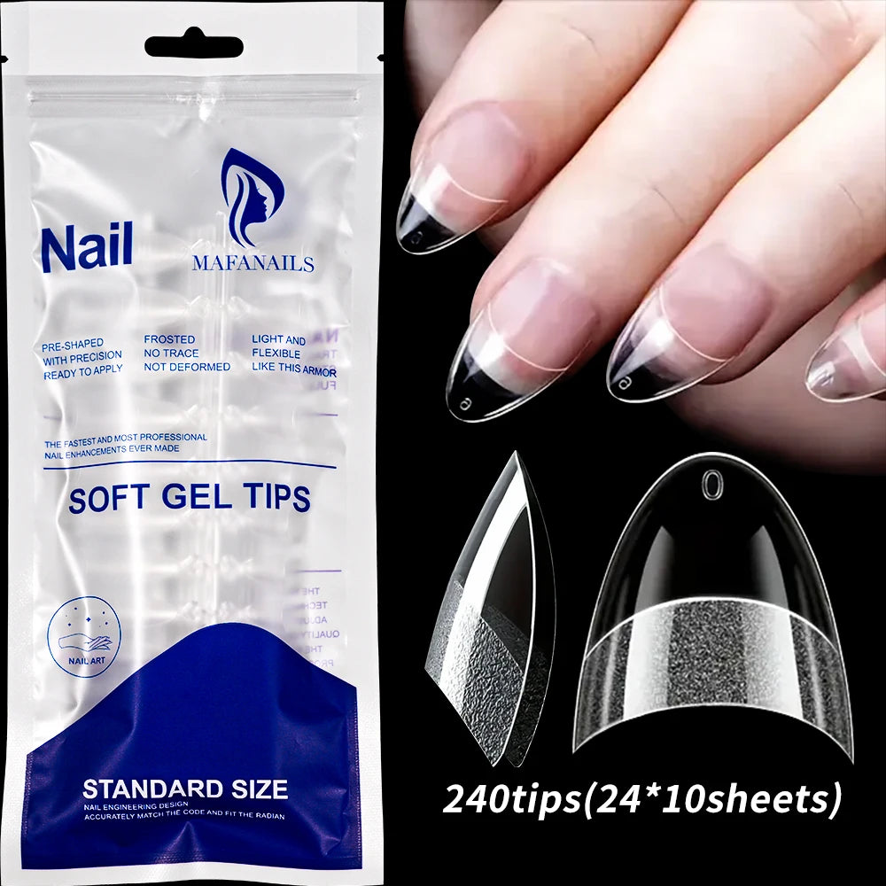 100 pièces clair court carré ongles conseils demi couverture Gel doux français faux ongles pointe artificielle acrylique press-ons pour Extension d'ongle bricolage