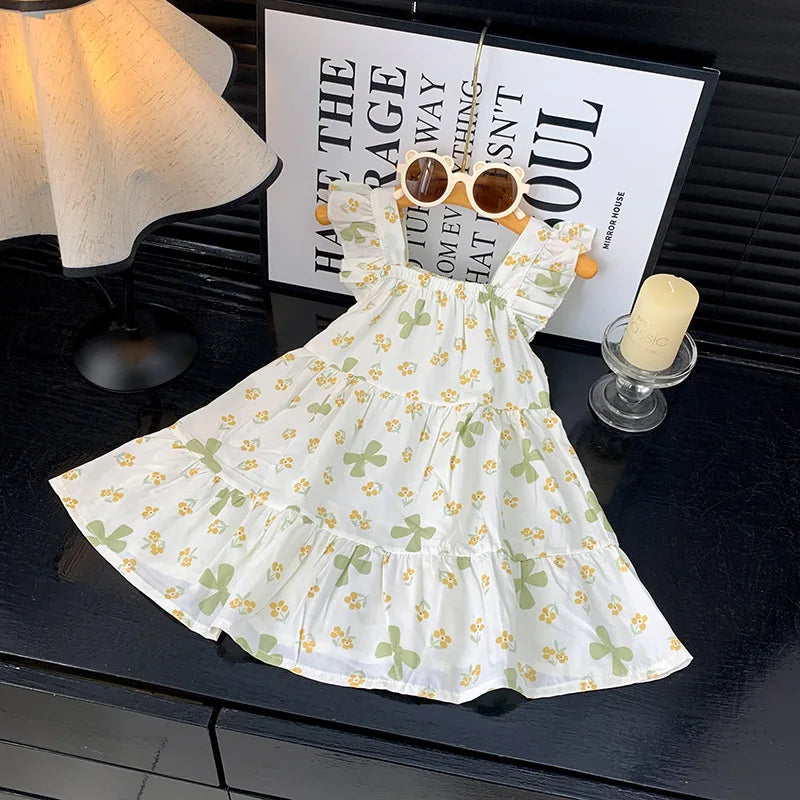 Robe d'été 2026 pour filles à manches volantées, robes de princesse imprimées à volants pour enfants de 1 à 12 ans, vêtements de vacances