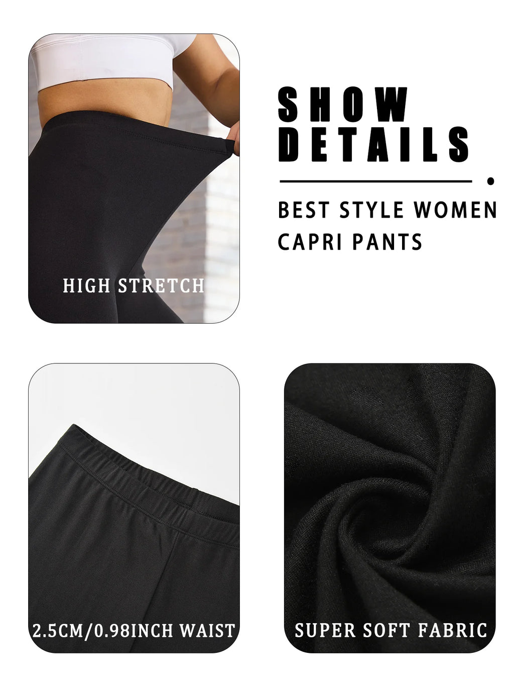 Pantalons capri athlétiques pour femmes, leggings super doux et non transparents pour l'entraînement, le yoga et la course à pied