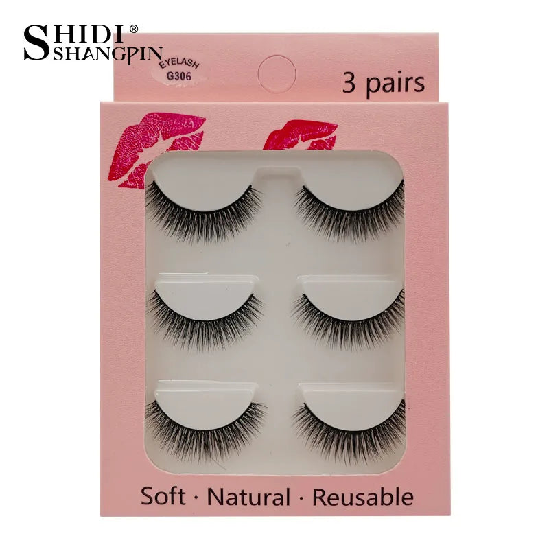 Faux Cils Naturels Longs en Vison 3D, Souples et Moelleux, fissuraminants, Faits à la Main, Outils de Maquillage pour les Yeux, 3 Paires