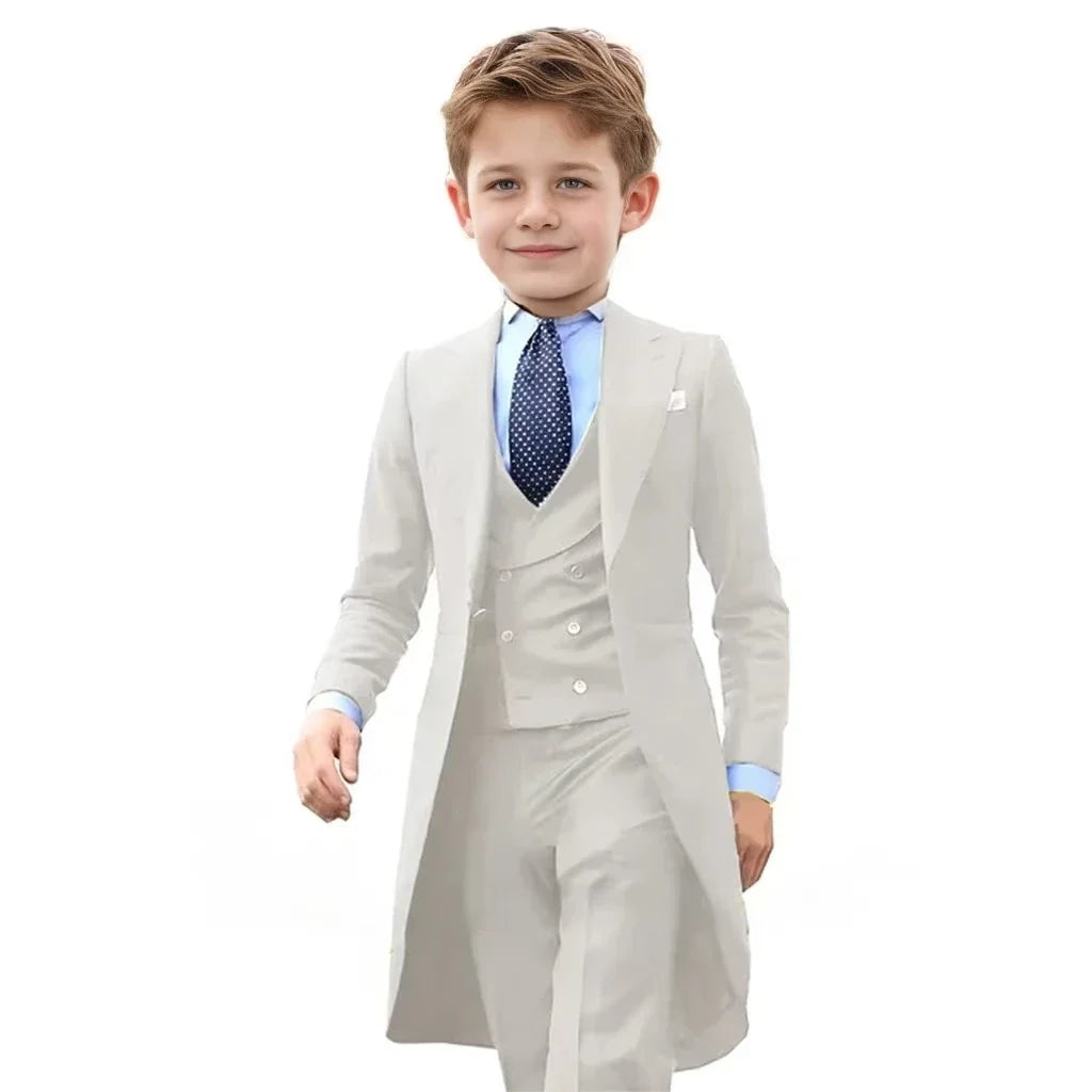 Ensemble de costumes formels pour garçons de 3 à 16 ans, 3 pièces, smoking à fleurs pour mariage, tenue de fête pour hommes, costume pour enfant, Blazer, pantalon, gilet