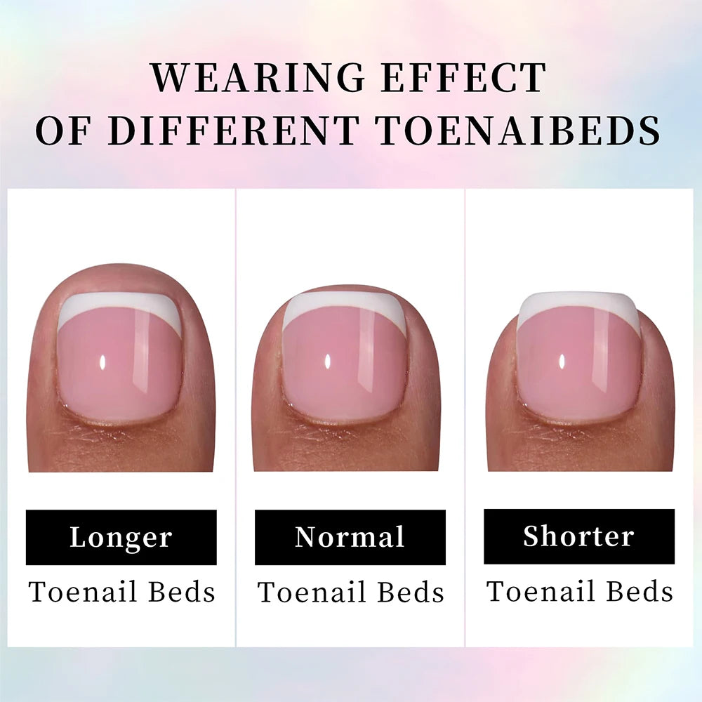 Faux ongles français à pression pour orteils, 120 pièces, en acrylique, amovible, ultra-fin, couverture complète, artificiel, pointe d'art des ongles
