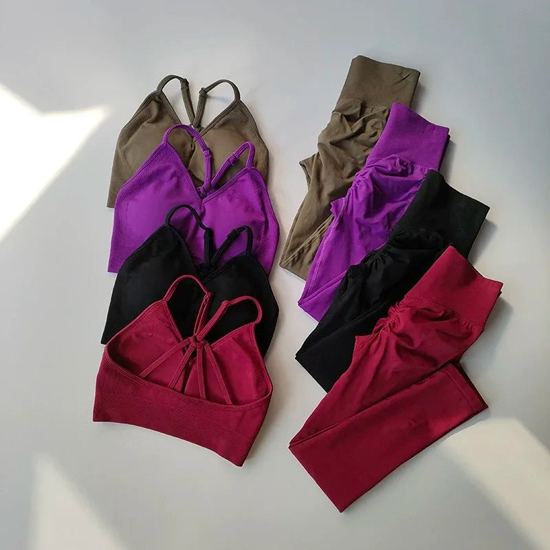 Combinaison de sport pour femme Peach à taille haute et effet push-up, résistante aux chocs, pour le yoga, la course et le style