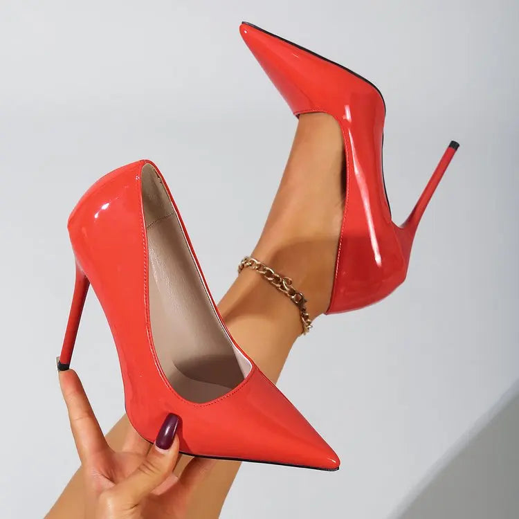 Chaussures pour femmes grandes tailles, talons aiguilles, brillantes, sexy, bout pointu