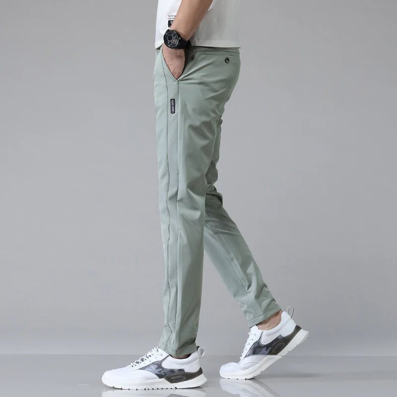 5 couleurs printemps été Ultra-mince hommes Stretch mince pantalon droit décontracté de haute qualité mode respirant Golf sport pantalon