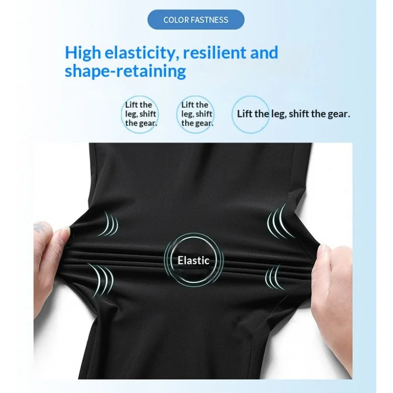 Pantalon de jogging léger et respirant en soie glacée pour homme, grande taille, avec poches zippées, extensible, idéal pour le quotidien, le sport et le fitness