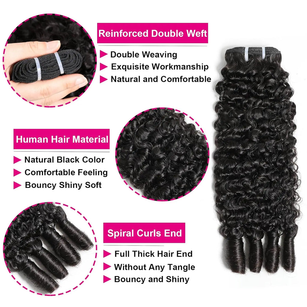 Extensions de Cheveux Bouclés Birmans Vierges Non Traités, 28-30 Pouces, 1, 3 ou 4 Paquets, avec Boucles Spirales aux Extrémités