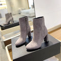 Nouvelles bottes de luxe 2026 pour femme, modèle haut de gamme, à bout rond doux, talon bas, style chevalier, bottes longues