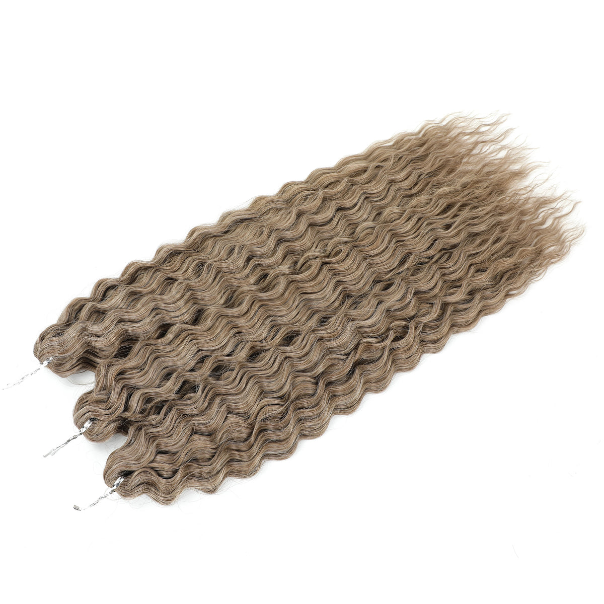 3 Pièces Tresses au Crochet Ombré Brun 300g 24' Ariel Deep Water Wave Blond Blanc Ombré Gris Paquets de Cheveux Synthétiques Haute Température