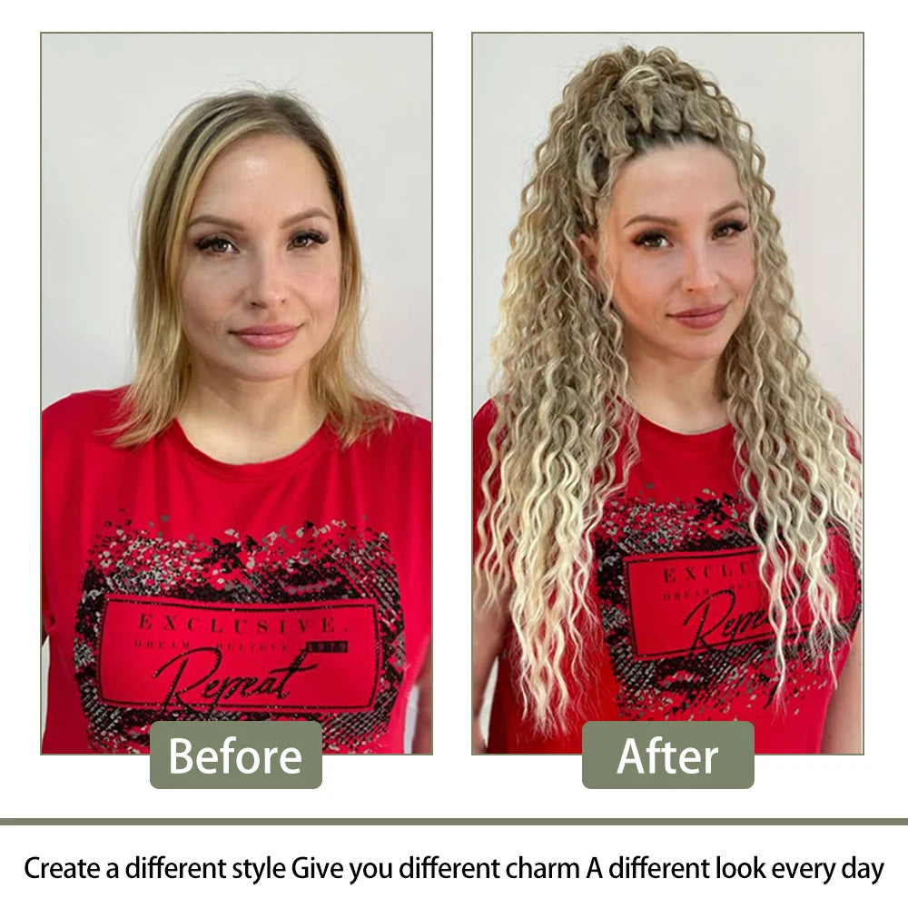 3 Pièces Tresses au Crochet Ombré Brun 300g 24' Ariel Deep Water Wave Blond Blanc Ombré Gris Paquets de Cheveux Synthétiques Haute Température