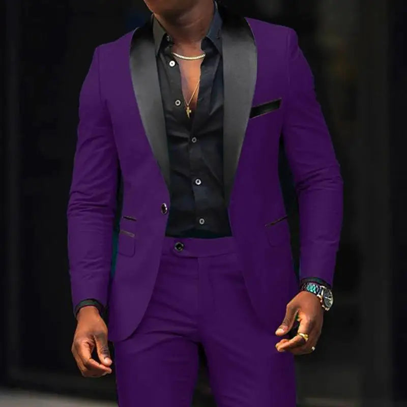 Veste de costume deux pièces décontractée pour hommes, nouvelle mode Business, confortable et respirant, coupe cintrée, fente latérale, bouton unique + pantalon