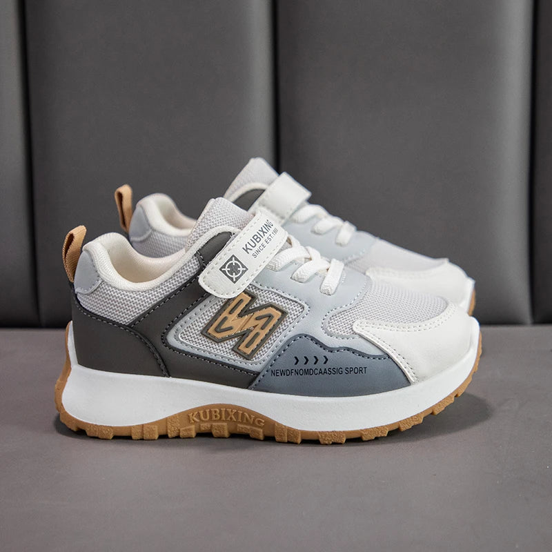 Baskets pour enfants, design tendance, blanches, antidérapantes, décontractées, pour garçons et filles, à scratchs, respirantes, chaussures d'extérieur pour tout-petits
