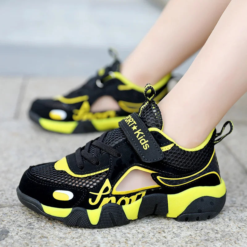 Chaussures d'été pour enfants, sandales respirantes pour garçons, chaussures souples pour enfants, protection des orteils en plein air, sandales de plage, chaussures d'eau