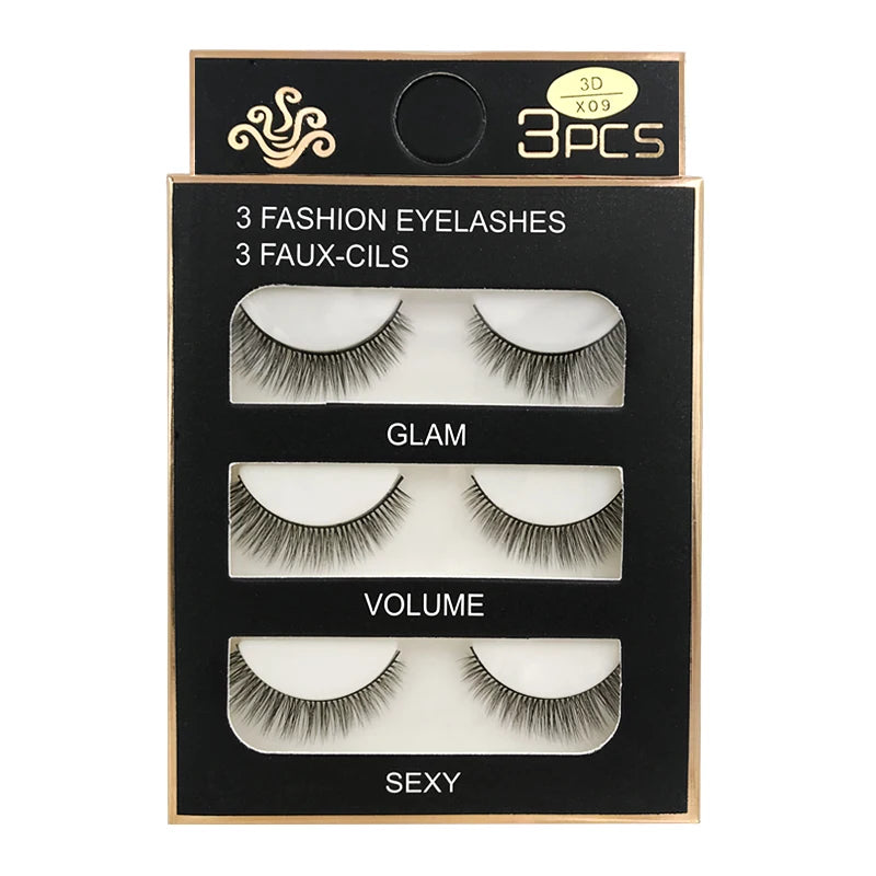 Faux Cils Naturels Longs en Vison 3D, Souples et Moelleux, fissuraminants, Faits à la Main, Outils de Maquillage pour les Yeux, 3 Paires