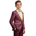 Costume de mariage formel 2 pièces en jacquard pour garçons, blazer à revers châle avec pantalon, coupe ajustée, smoking, costume d'affaires pour enfants, fête, bal de promo