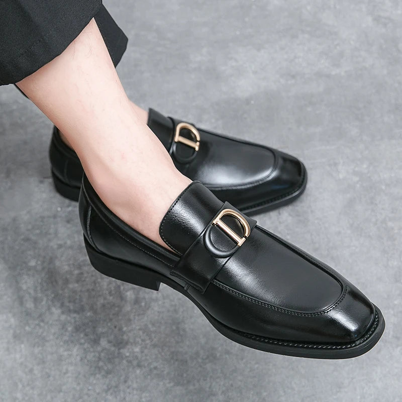 Mocassins pour hommes en PU à talon bas, chaussures professionnelles classiques confortables pour hommes d'affaires, taille 38-46