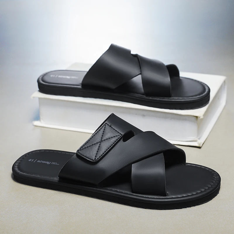 Sandales pour hommes 2026, nouvelle collection été, style coréen, sport et loisirs, légères et confortables, semelle plate, grandes tailles 46