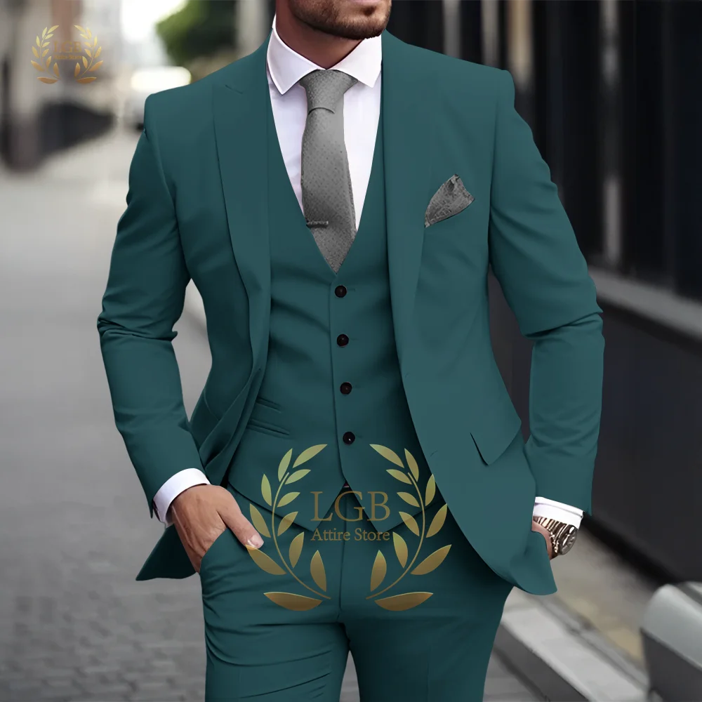 Costume 3 pièces kaki pour hommes, classique, revers, Business, formel, mariage, marié, coupe cintrée, élégant, Style Gentleman, Blazer à la mode