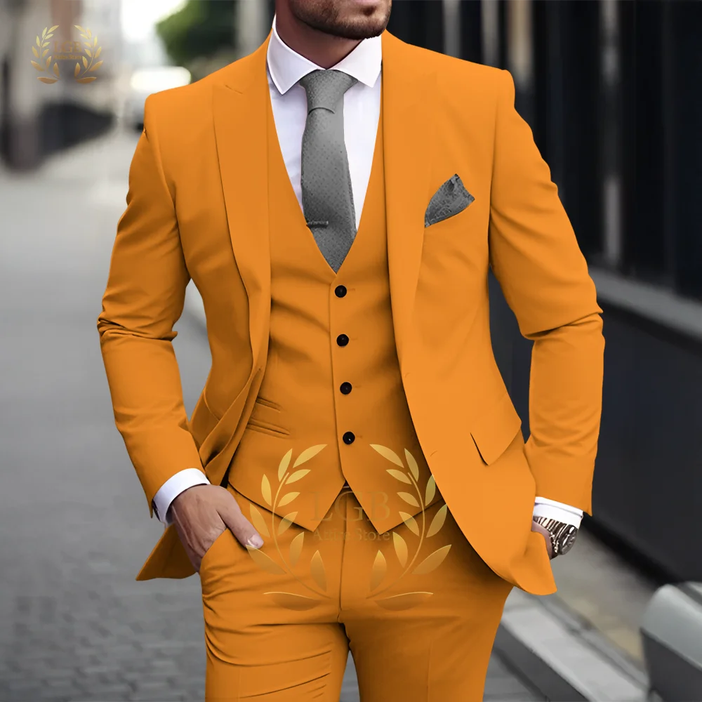 Costume 3 pièces kaki pour hommes, classique, revers, Business, formel, mariage, marié, coupe cintrée, élégant, Style Gentleman, Blazer à la mode