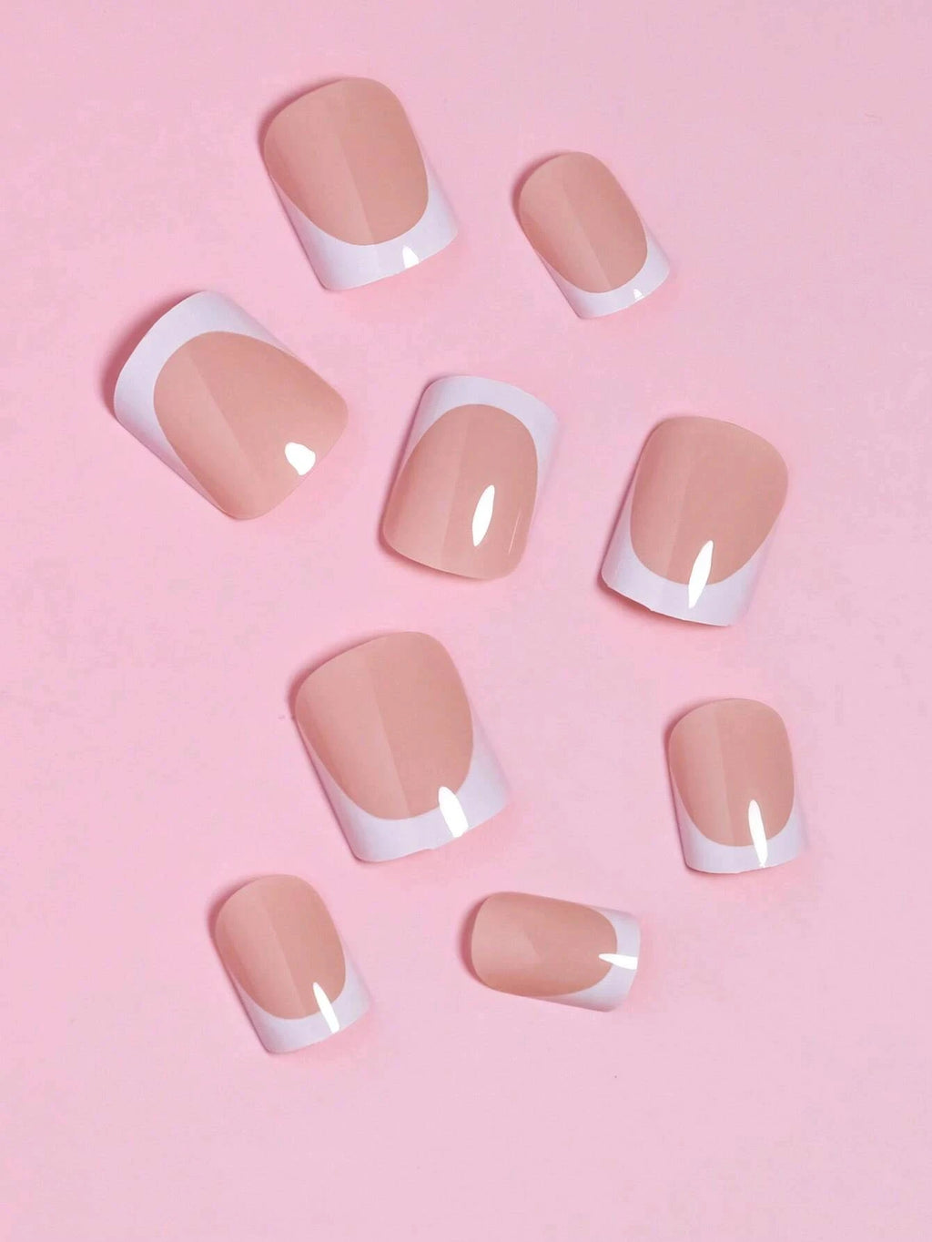 24 pièces/ensemble faux ongles carrés courts pour femmes mignon mariée coeur blanc français conseils faux ongles y2k presse sur faux ongles fournitures