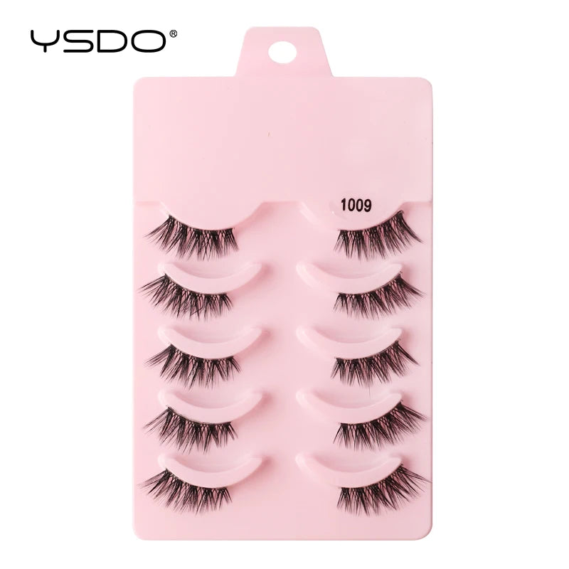 YSDO-Demi cils de chat doux, bande claire naturelle, faux cils, contaminants naturels, py, faux cils de vison 3D, outils de maquillage, 5/10 paires