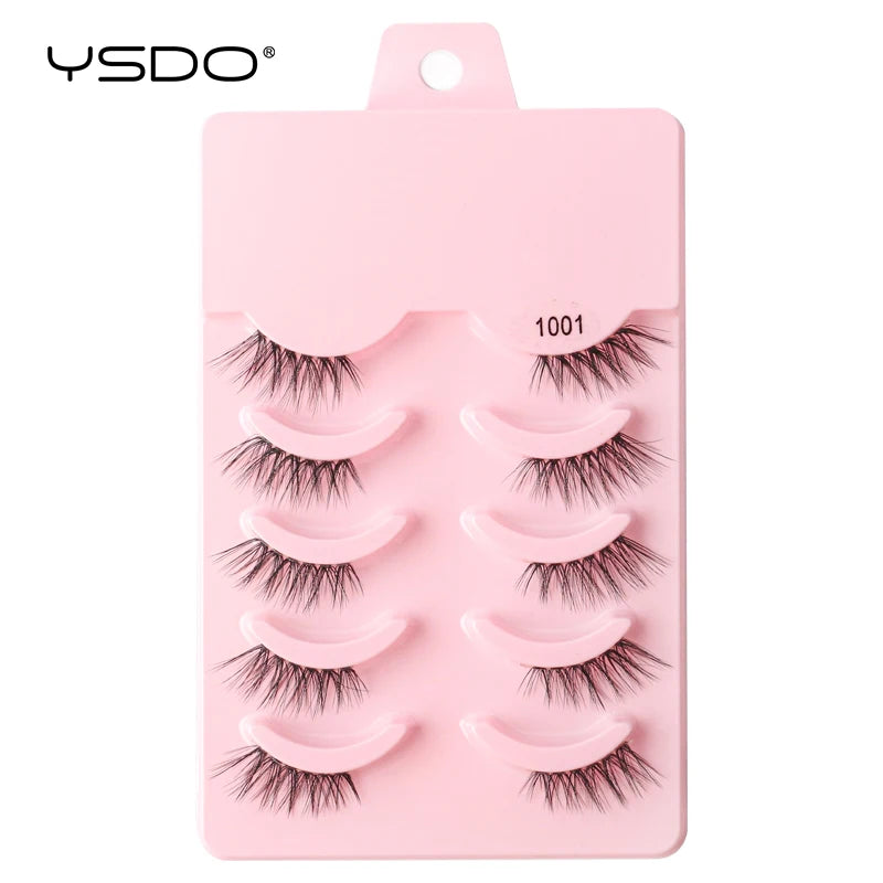 YSDO-Demi cils de chat doux, bande claire naturelle, faux cils, contaminants naturels, py, faux cils de vison 3D, outils de maquillage, 5/10 paires