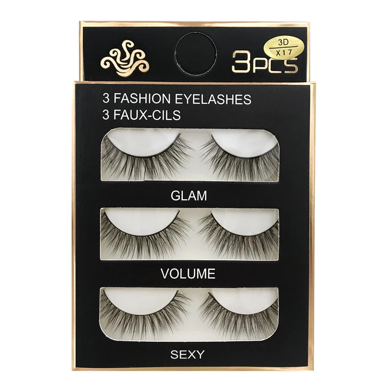 Faux Cils Naturels Longs en Vison 3D, Souples et Moelleux, fissuraminants, Faits à la Main, Outils de Maquillage pour les Yeux, 3 Paires