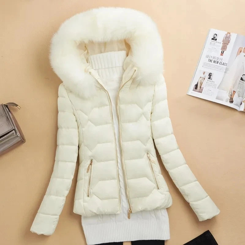 Femmes hiver coton rembourré veste 2025 nouvelles femmes grand col de fourrure coton manteau chaud épaissir ample à capuche Parkas hiver vêtements d'extérieur
