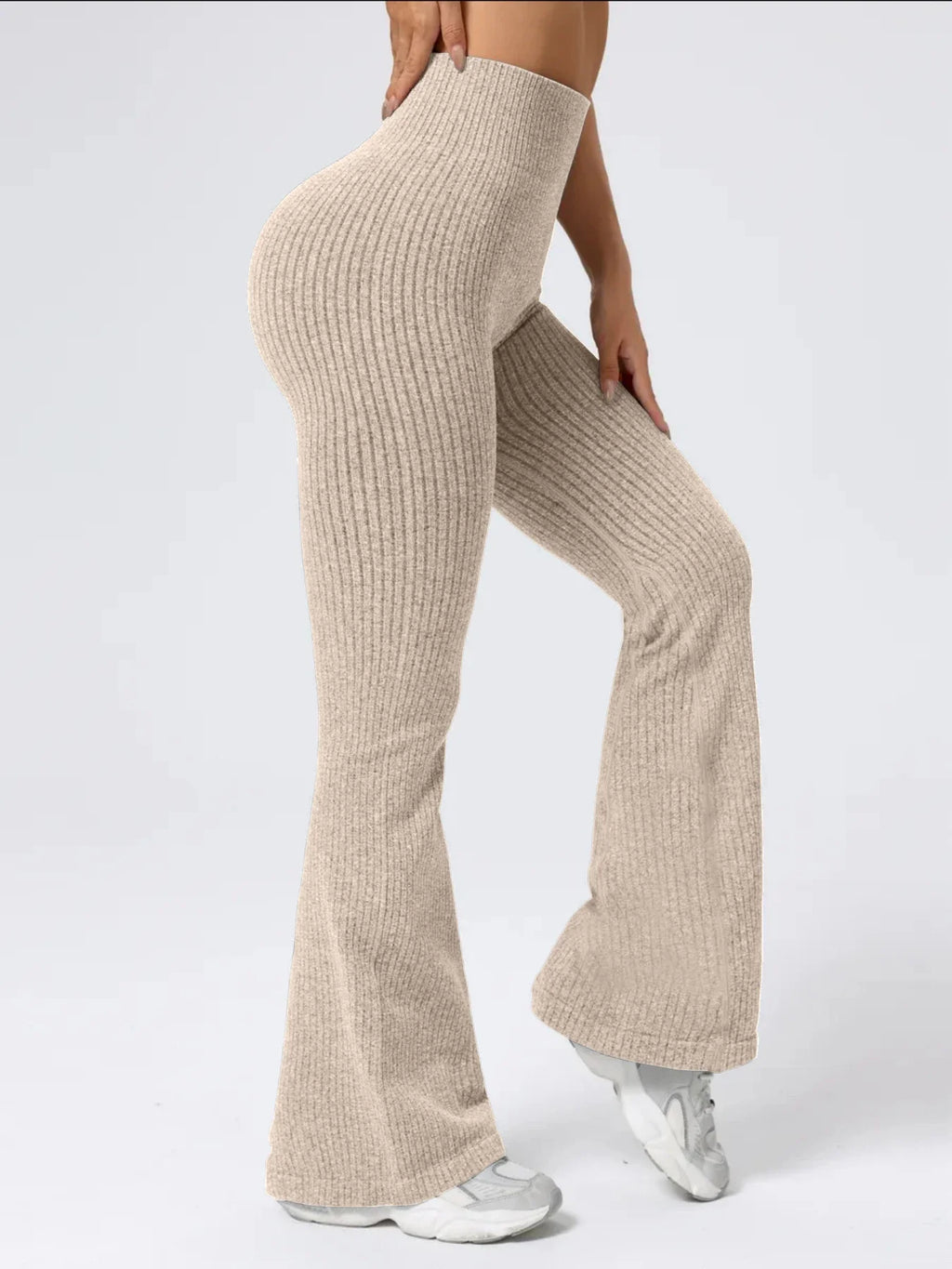 Pantalon évasé taille haute extensible pour femme – Coupe ajustée, idéal pour l'entraînement et les tenues décontractées quotidiennes