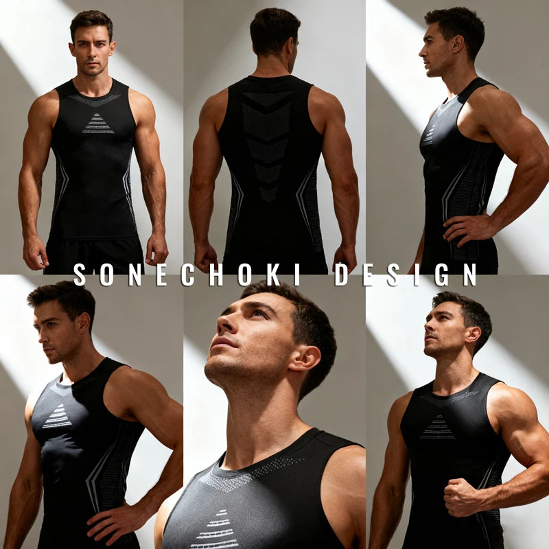Débardeur de compression sans manches pour homme, vêtement de sport Dry Fit imprimé, idéal pour la gym, le fitness et la musculation