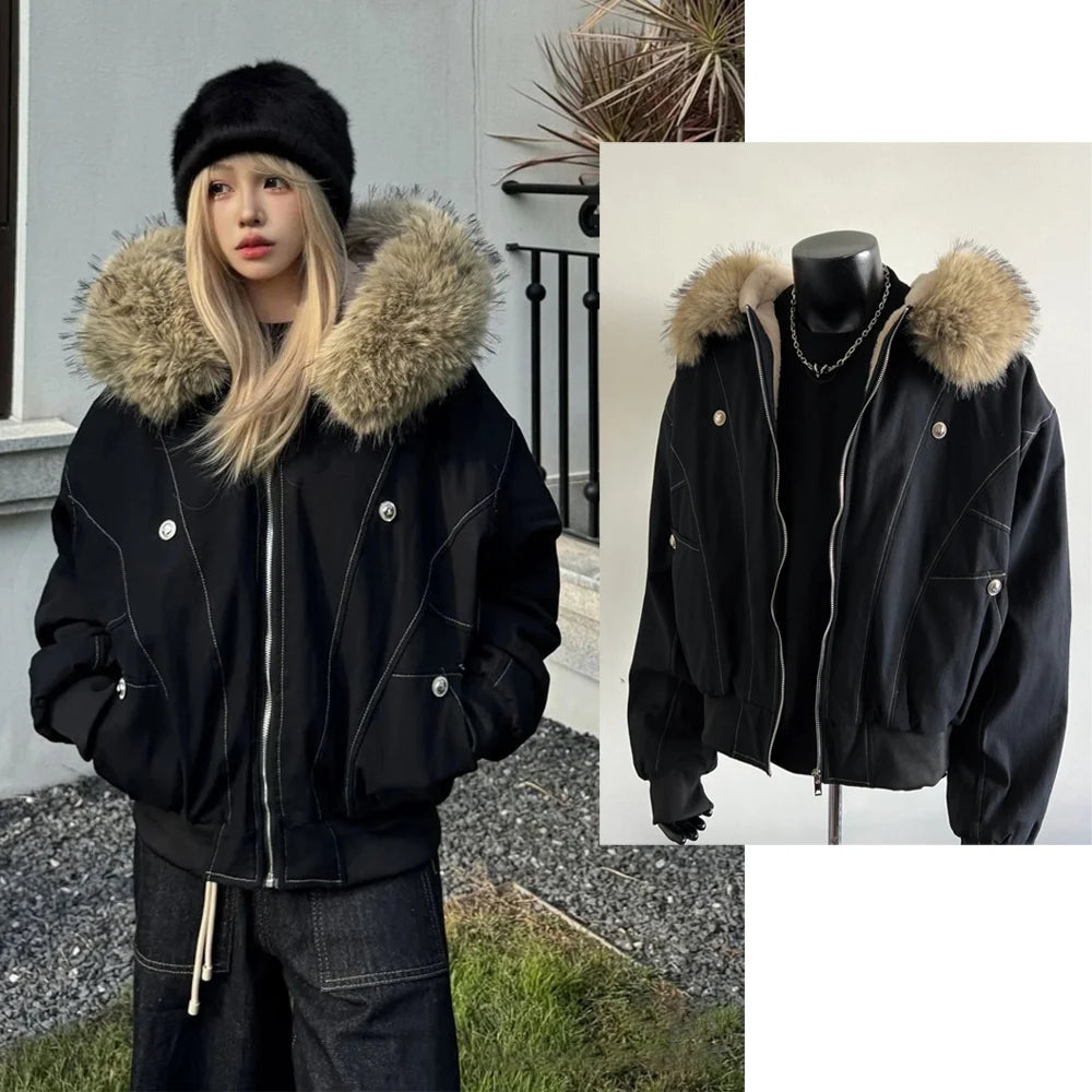 Parkas en fausse fourrure pour femme, vêtements d'extérieur, style Harajuku, vestes et manteaux vintage américains des années 2000, vêtements gothiques punk, hiver 2026