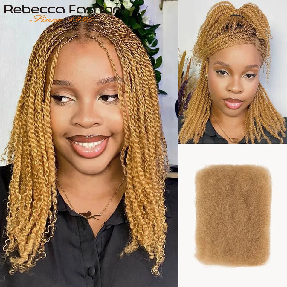 Cheveux humains bouclés afro en vrac pour tressage QVR Remy, sans fixation, doux et légers, parfaits pour les tresses et les torsades