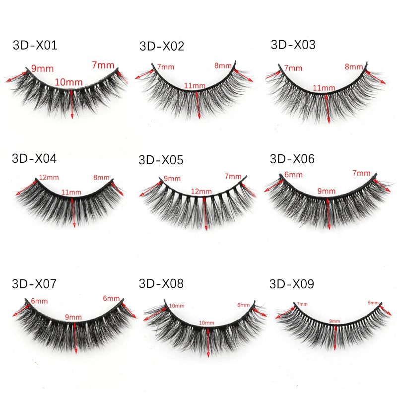 Cils 3D en faux vison X05, cils postiches volumineux et légers, 5 paires réutilisables, cils doux et volumineux, aspect naturel pour le maquillage quotidien et les soirées