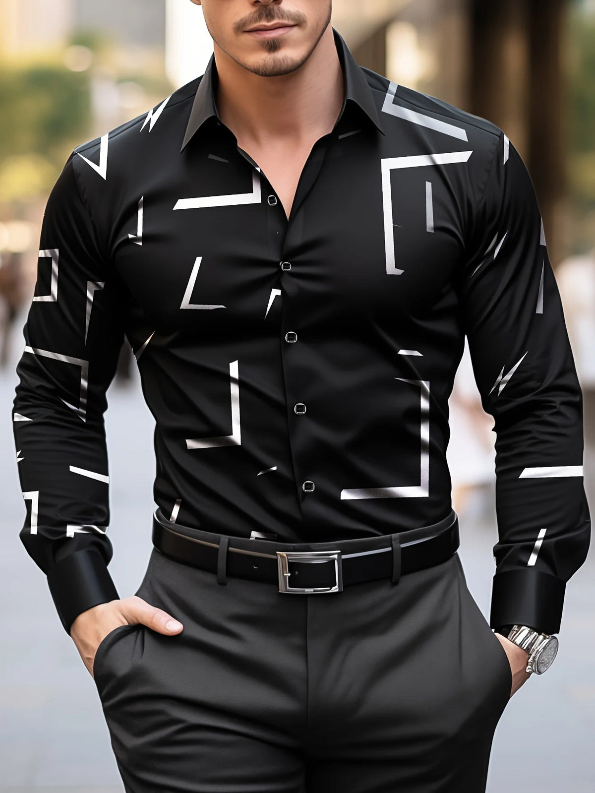 Costume chemise rose noir blanc décontracté extérieur couleur unie rayé confortable doux revers hommes hauts bureau grande taille 2024