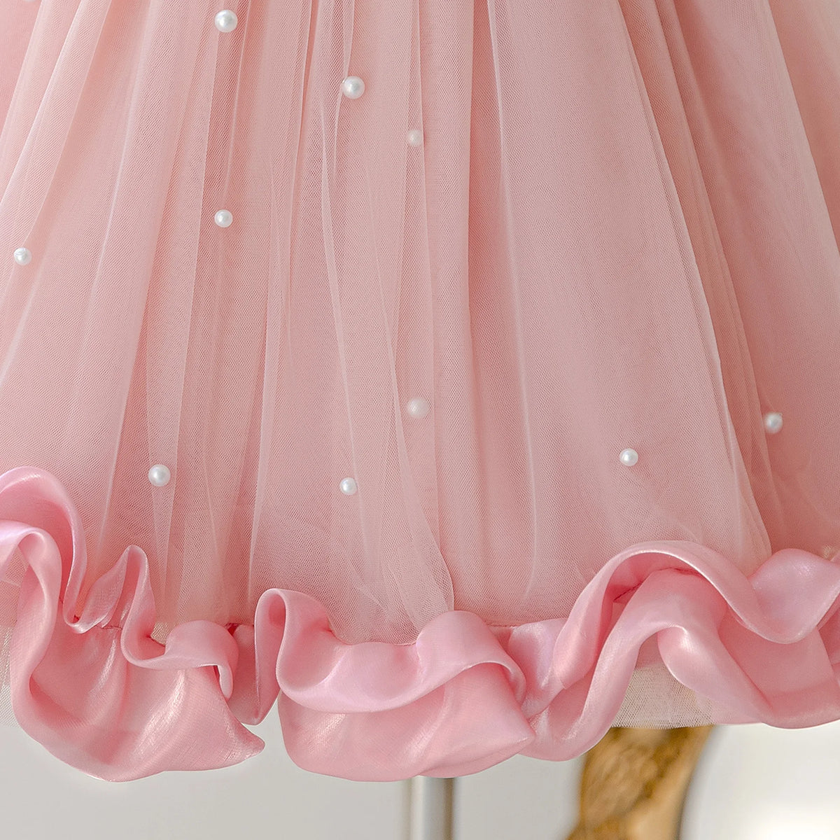 Robe de princesse élégante pour filles, en tulle, avec imitation de perles, pour l'été, les anniversaires, les bals de promo, les mariages, les demoiselles d'honneur et les concours de beauté
