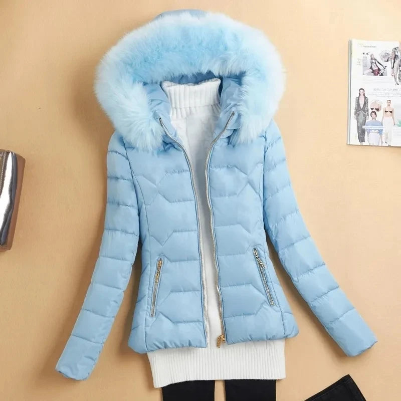 Femmes hiver coton rembourré veste 2025 nouvelles femmes grand col de fourrure coton manteau chaud épaissir ample à capuche Parkas hiver vêtements d'extérieur