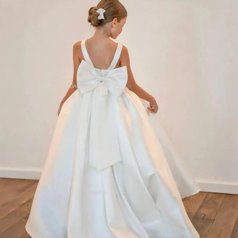 Robe de soirée longue en Satin pour filles, sans manches, Style français, robe de princesse pour enfants, spectacle, célébration formelle, nouvelle collection