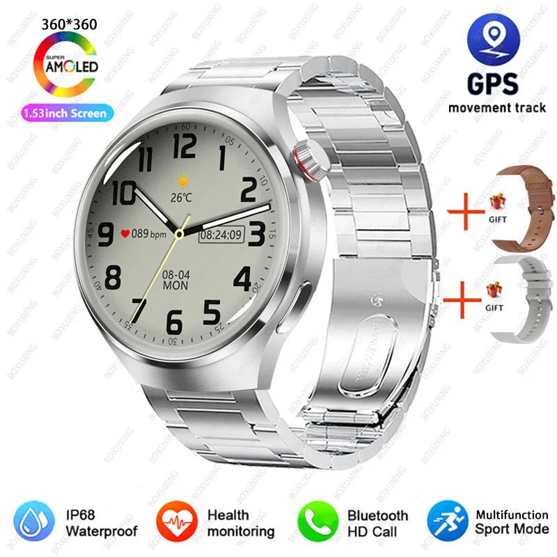 Nouvelle Montre Connectée GPS 4 Pro 2026 pour Hommes, Écran AMOLED 360*360, Fréquence Cardiaque, Appel Bluetooth, Étanche IP68, Montre Intelligente Sportive pour Homme