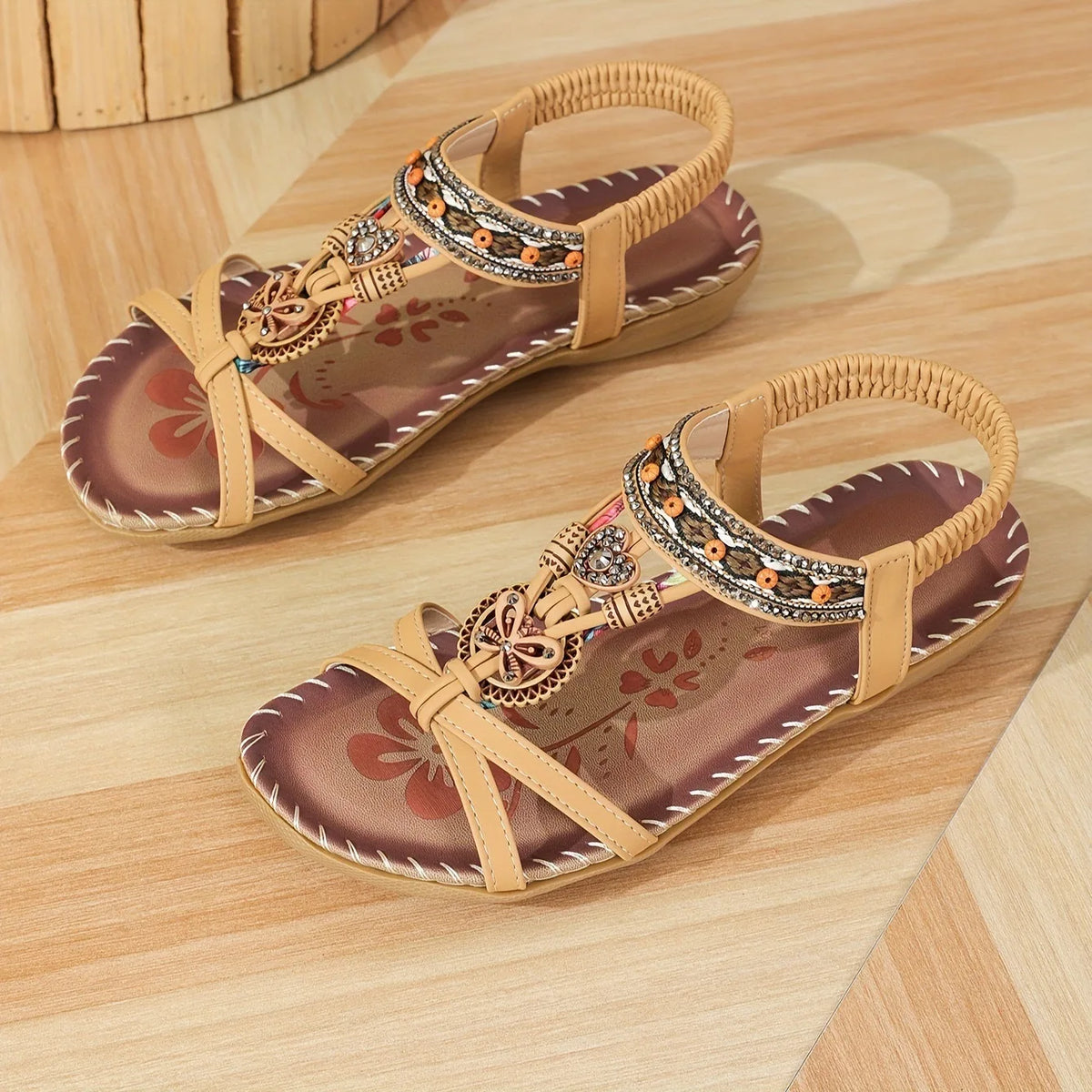 Sandales pour femmes sandales bohème en plein air semelle souple sandales de plage plate-forme légère femmes chaussures décontractées plat grande taille sandale