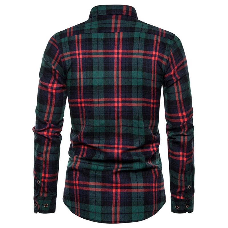 Chemises à carreaux à manches longues pour hommes, chemises formelles classiques à carreaux, décontractées, en coton, à la mode, printemps, automne