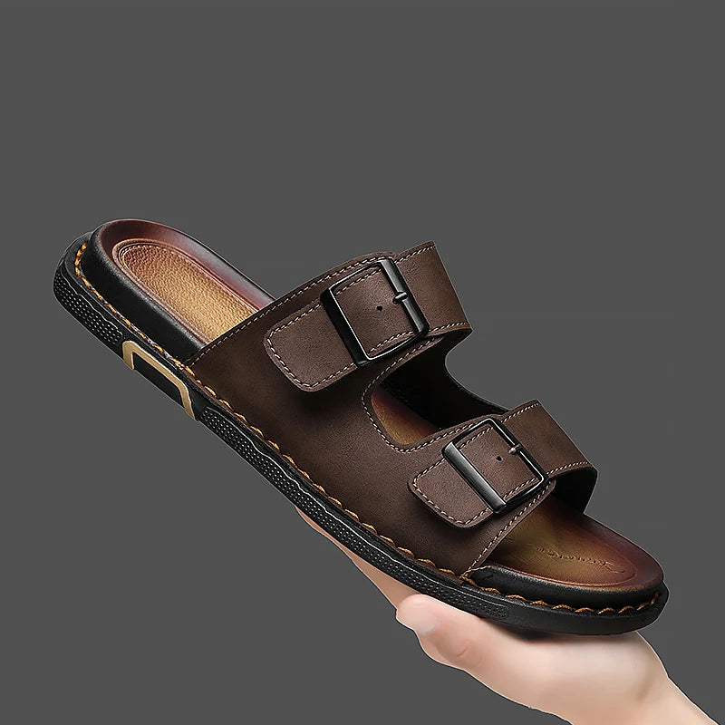 Chaussures hommes sandales pantoufles Sneaker cuir hommes baskets été chaussures de plage sandales pour homme grande taille noir sandales décontractées