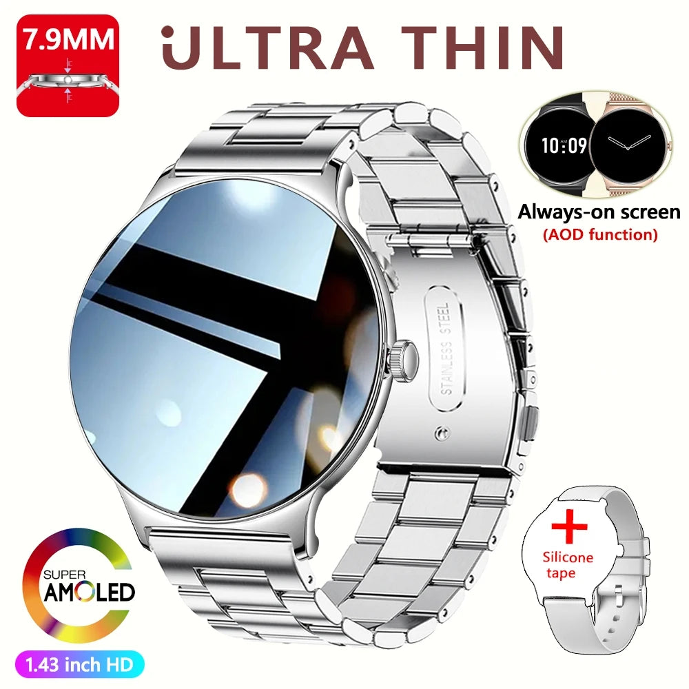 Nouvelle Montre Connectée Ultra-Mince 7,9 mm 2026 pour Femme avec Suivi de Santé, Affichage Permanent, Plus de 100 Modes Sportifs et Appel Bluetooth